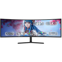 Moniteur de jeu incurvé ultra-large 49 pouces 5K 32:9 de qualité supérieure, 120 Hz, temps de réponse de 1 ms, 118 % sRGB pour PC Gaming