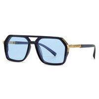 Nouvelles lunettes de soleil tendance pour hommes, design polygonal, double pont, protection UV400, logo personnalisé, en polycarbonate