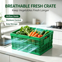 JOIN Supermarché Récipient en plastique pliable empilable Boîte en maille Caisse pliable de rotation de légumes et de fruits