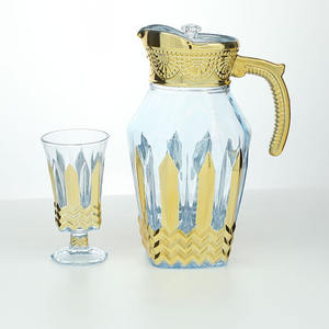 卸売7個入り ゴールドとレッド、シルバーとブルーのウォータージャグ グラスウォーターセット グラスタンブラー ジャグピッチャーセット 蓋付き ドリンクセット - Product Image 3