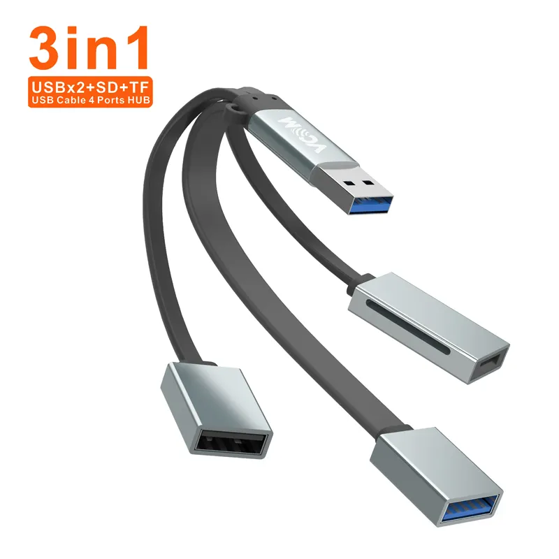 VCOM 5Gbps USB HUB 4 in 1 Multi Splitter SD TF เครื่องอ่านบัตรโทรศัพท์มือถือ USB 3.0 OTG สาย15cm