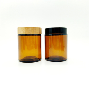 Honig glas 1oz 2oz 4oz 8oz Frosted Clear Amber Leeres Gesicht Creme behälter Glas Kosmetik glas mit schwarzem Bambus deckel - Product Image 6