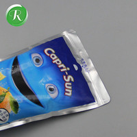 Groothandel op maat gemaakte aluminiumfolie stand-up pouch met logo voor fruit sap, dranken, frisdrank, sachet, water, vloeibare verpakkingen