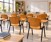 Ensemble de chaises et de bureaux d'école DJA pour universités et collèges, avec tablette d'écriture, table d'étudiant en contreplaqué de 12 mm pour l'école, mobilier de salle à manger