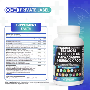 Complément alimentaire à base de plantes Chumita Biocaro OEM Private Label, certifié PCertified, avec algues marines, algues de varech et algues marines irlandaises en capsules. - Product Image 3