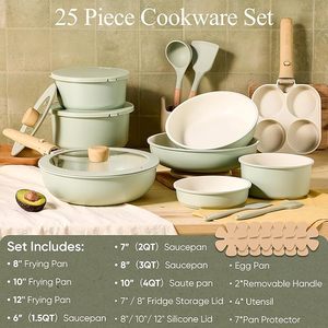 Geling Vente en gros d'ensembles de batterie de cuisine en aluminium vert antiadhésif, prix d'usine, 25 pièces, casseroles <span class=keywords><strong>à</strong></span> induction et poêles <span class=keywords><strong>à</strong></span> <span class=keywords><strong>frire</strong></span> - Product Image 2