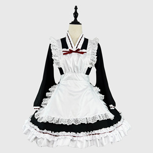 Japanese Cute Maid Outfit Cosplay Costume Plus Size Lolita Style White Black Apron Dress For Anime Role Play Spring 2024 - Product Image 1