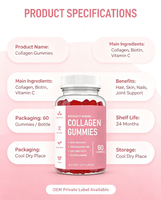 Gummies de collagène végétalien en gros, supplément beauté peau, cheveux, ongles avec biotine et vitamine C, bonbons gélifiés au collagène personnalisés sous marque privée
