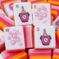 Mahjong de luxe sculpté en acrylique à 7 couches, motif personnalisé Walk With Me, 160 pièces, tuiles de mahjong américaines orange