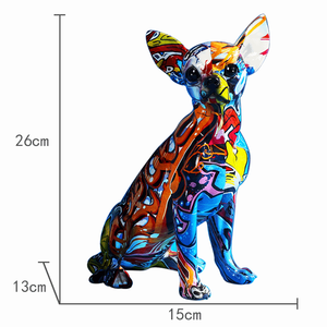 Ornamen Anjing Chihuahua Kreatif Berwarna-warni, Patung Anjing Penyambut Tamu, Figur Resin Anjing, Kerajinan Resin untuk Dekorasi Rumah, Ruang Tamu, Pintu Masuk, dan Rak Anggur - Product Image 5