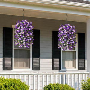 Flor Artificial de Gloría de la Mañana, Enredadera Colgante, Doble Color Morado, 30cm-100cm, Ramo de Seda Plástica, Decoración para el Hogar - Product Image 2