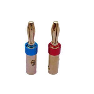 Conector cruzado chapado en oro de cobre de 4 mm, sin soldadura, para amplificador de audio, terminal de altavoz, conector de cable, rojo y azul, salida de fábrica - Product Image 2