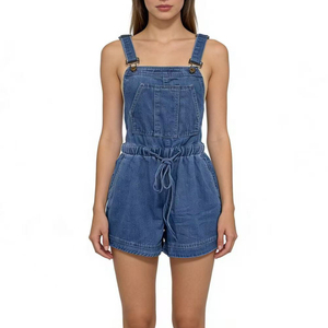 Combinaison <span class=keywords><strong>en</strong></span> <span class=keywords><strong>jean</strong></span> décontractée pour femme, style Channel, été 2026, sans manches, taille élastique, jambe large, bretelles réglables - Product Image 6
