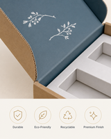 Boîte d'expédition en kraft avec logo personnalisé, intérieur vert foncé, imprimé botanique, emballage en carton ondulé pour soins de la peau, cosmétiques, beauté