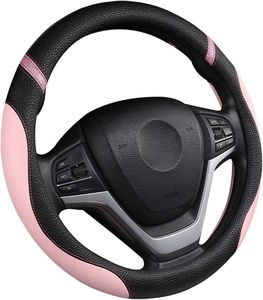Cxtiy Funda <span class=keywords><strong>de</strong></span> cuero <span class=keywords><strong>para</strong></span> volante <span class=keywords><strong>de</strong></span> coche, universal, <span class=keywords><strong>de</strong></span> 15 pulgadas (rosa) - Product Image 2