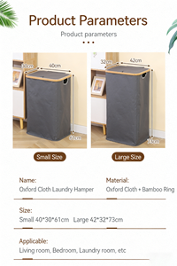 سلة غسيل قابلة للطي من الخيزران بالجملة مع أغطية، سلة غسيل معدنية قابلة للتخصيص الحجم للتخزين المنزلي - Product Image 5