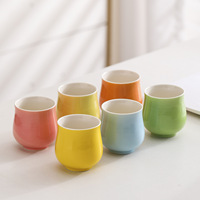 Tasse à thé en céramique pastel, couleur macaron, tasse de dégustation en porcelaine, intérieur blanc, 6 couleurs