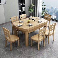 Table à Manger Extensible Carrée et Ronde Double Usage en Bois Massif Vente Directe Usine à Prix Bas Ensembles Table et Chaises