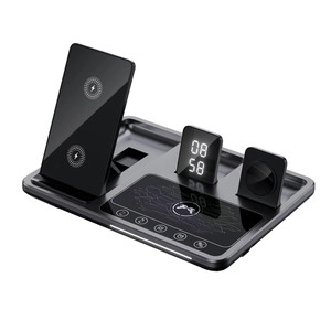 นาฬิกาปลุกสถานีชาร์จเร็วไร้สายพับได้4in1สำหรับ <span class=keywords><strong>iPhone</strong></span> 14/13/12/11Pro MAX Apple Watch 10/<span class=keywords><strong>8</strong></span>/7/6 // 5/4 <span class=keywords><strong>airpods</strong></span> 2 3 Pro - Product Image 6