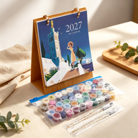 Kit de calendrier DIY à peindre par numéros 2027 pour la décoration de la maison et du bureau, cadeau de Nouvel An, calendrier artistique peint à la main