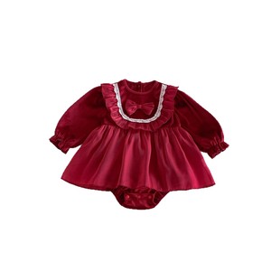 Abbigliamento per Neonati, Tutina Rossa Festiva per Bambina, Costume per Festa del Primo Mese e Cento Giorni - Product Image 5