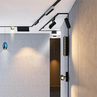Système d'éclairage sur rail magnétique ultra-mince 26 mm 48 V intelligent Wi-Fi noir, spots linéaires LED magnétiques
