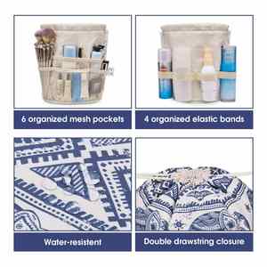 <b>Large</b> Floral Quilted Cotton Drawstring Makeup <b>Bag</b> <b>Compartment</b> Cosmetic <b>Toiletry</b> Accessory Travel Pouch Purse Organizer - Product Image 6