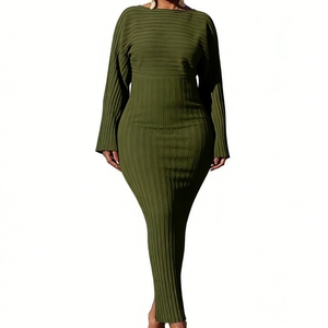 ชุดเดรสแฟชั่นผู้หญิงแขนยาวสีพื้นทรงเข้ารูปสำหรับฤดูหนาว - Product Image 2