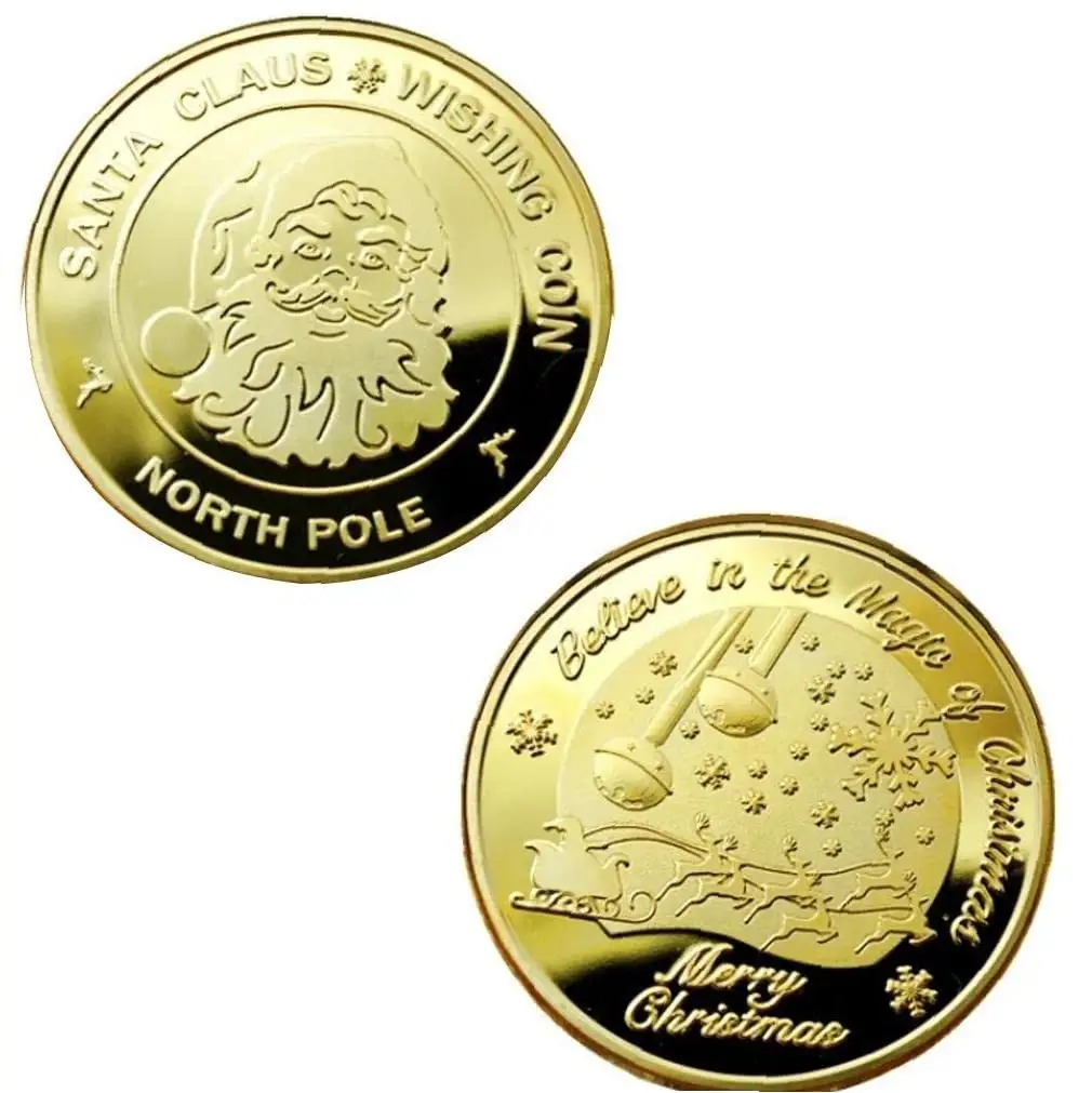 Santa Coin Collectible Gold Plated Coin Collector Gift Christmas Coin