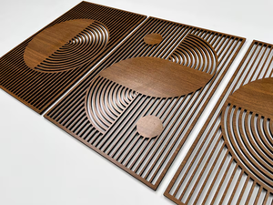 202506 Juego de 3 Paneles de Pared Geométricos de Madera, Arte de Pared de Madera, <span class=keywords><strong>Estilo</strong></span> <span class=keywords><strong>Bauhaus</strong></span>, Arte de Pared Abstracto de Madera, Decoración Moderna de Mediados de Siglo - Product Image 4