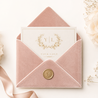 Sobre de Terciopelo de Lujo SHINY OEM para Invitaciones de Boda - Diseño Amor y Ángel, Color y Forma Personalizados, Estampado Dorado