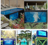 Conteneur d'expédition en acier de fibre de verre de fenêtre acrylique Infinity-Edge résistant à la corrosion piscine chauffée de 20 pieds et 40 pieds