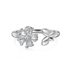 Dylam New Dainty Design 925 Sterling Silver Rhodium Plated <b>Open</b> Adjustable Butterfly Flower 5A Zircon Jewelry Jewellery <b>Rings</b> - Product Image 1