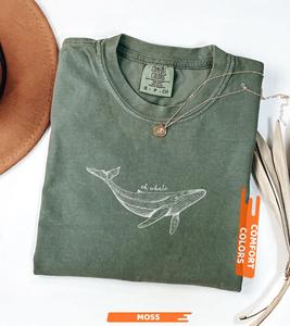 Camiseta de playa minimalista OEM ODM, camiseta divertida con meme, camiseta con estampado de ballena, camiseta estética de verano oversize para mujer, hombre, unisex, Oh Wh - Product Image 3
