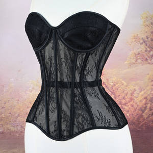 مشد كورسيه نسائي بدون حمالات صدر شبكي يسمح بالتهوية برباط وشرائط داعمة للخصر للتحكم في البطن - Product Image 2