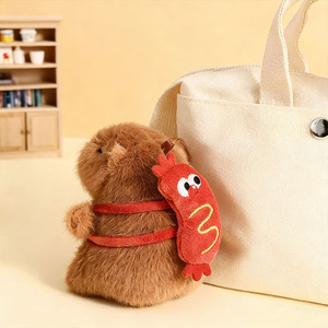 Porte-clés en peluche créatif Capybara gourmand, pendentif de sac à dos, série bien-être de célébrité d'Internet, petit cadeau en métal et plastique - Product Image 3