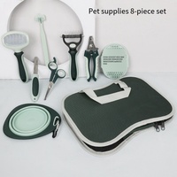 Kit de toilettage professionnel pour animaux de compagnie 8 en 1 Ensemble de toilettage pour chiens et chats Coupe-ongles Épilation Peigne Ciseaux Brosse de bain Outils de voyage