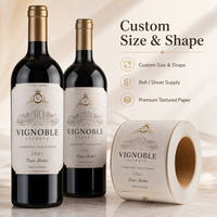 Etiquetas Personalizadas para Botellas de Vino, Adhesivos en Rollo con Relieve en Dorado, Resistentes al Agua, Embalaje de Lujo para Viñedos, Proveedor Directo de Fábrica
