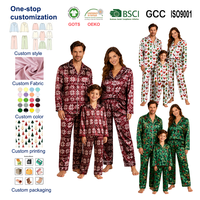 Ensemble de pyjamas en satin assortis pour la famille, personnalisés pour Noël, vêtements de nuit en soie pour femmes, hommes et enfants, logo personnalisé, vêtements de nuit pour les fêtes