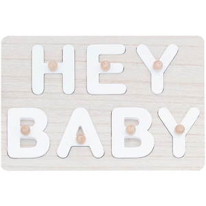 Baby Shower Decoraciones Hey Baby Rompecabezas de madera Baby Shower Recuerdo Suministros - Product Image 3