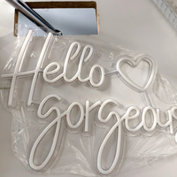 Panneau néon « Hello Gorgeous Hello Beautiful » avec design en écriture cursive, support acrylique, pour salon, photomaton, toile de fond de fête