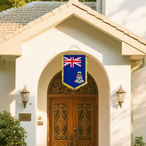 Banderín de Satén de 20x30CM de las Islas Caimán, Varios Países, con Borlas Amarillas en los Cuatro Lados - Product Image 3