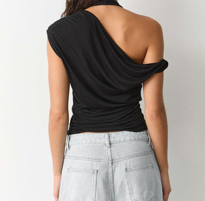 Viviblook J26TP069 Nuevo Top de Verano para Mujer, Chaleco Irregular Sexy de Color Liso con Hombros Descubiertos y Tirantes para Damas - Product Image 2