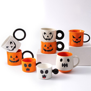 Mug en céramique personnalisé en forme de citrouille d'Halloween avec poignée, impression sérigraphique, cadeau de fête, tasse à café - Product Image 3