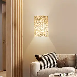 Woven Rattan Wall Light Natural Weaving Bamboo Wall Lamp For Restaurant Hotel