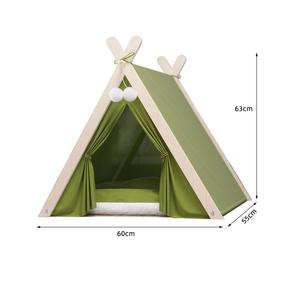 Tragbares Katzenbett im Tipi-Stil aus Holz mit großem Raum, stilvoll und bequem, mit dickem Kissen – Hersteller - Product Image 4