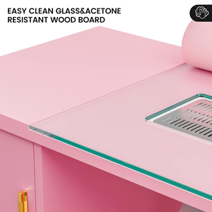 Nail salon - Nail table - Single-person nail workstation with wrist support - Vacuum cleaner - Moving glass nail table - Product Image 4