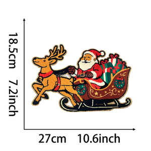 Toppa Natalizia in Ciniglia all'Ingrosso, Babbo Natale e Renna Ricamate, Grande Distintivo Personalizzato, Applicazione Termoadesiva per Giacca - Product Image 6