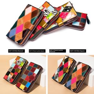 Nouveau <span class=keywords><strong>Portefeuille</strong></span> Long Femme en Cuir Véritable 2026, Grande Capacité, Motif Géométrique, Porte-Monnaie et Porte-Cartes - Product Image 2