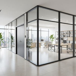 SZMK SZMK-318A ผนังกั้นห้องกระจกนิรภัยแบบโมเดิร์น หนา 5-12 มม. สำหรับห้องนั่งเล่น สำนักงาน <span class=keywords><strong>6</strong></span> บาน กรอบอลูมิเนียมคุณภาพสูง - Product Image 1